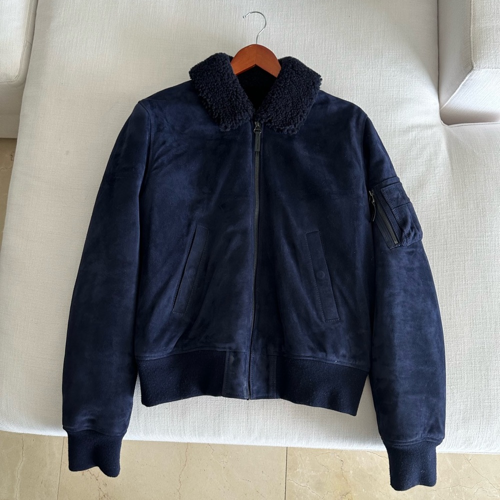 Yves Salomon - Slim-Fit Shearling Bomber Jacket - Men - Blue